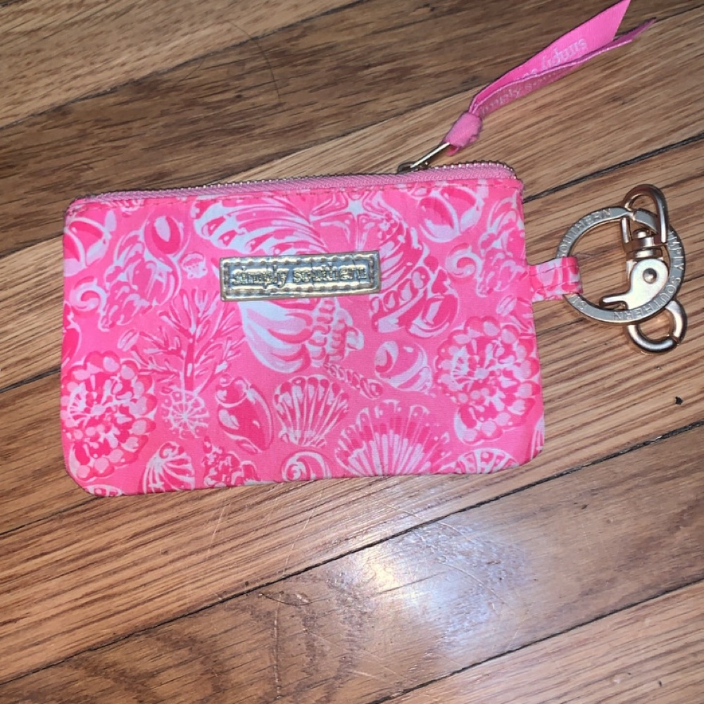 Simply Southern Pink and White Shell Print Wristlet Keychain